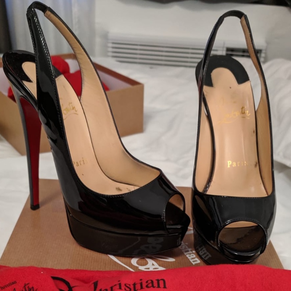 Christian Louboutin, Lady Peep Sling 150 Patent